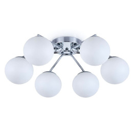 Люстра потолочная на 6 плафонов Valeso 516-6 для гостинной и спальни металическая хром
