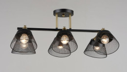 Люстра стельова на 6 плафонів Valeso N6823/6, патрон E27, Лофт, Чорний+мідь