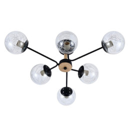 Люстра стельова на 6 плафонів Valeso XL25089-6 для вітальні та спальні Чорний
