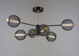 Люстра стельова світлодіодна Valeso 6 плафонів LED Чорний Золото Метал 3000K+6500K YH1464/6
