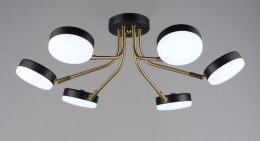 Люстра потолочная светодиодная Valeso N6665/6, LED, 15000LM, Черный + Медный