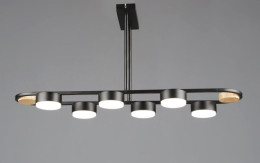 Люстра стельова світлодіодна на 6 плафонів Valeso N6720/6 GX53 Чорний + Дерево