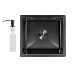 Кухонная мойка под столешницу Lidz Handmade H4843B Brushed Black PVD 3,0/1,0 мм LDH4843BRUBLM49440