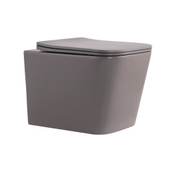 Унітаз підвісний Qtap Tern Ultra Quiet, Stone Grey, з сидінням Slim Duroplast / Soft-close / Quick Release QT17332303ASSG