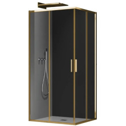 Душова кабіна без піддону Koer SR SC10-90x90x195-TR-12 прозоре скло Easy Clean 6мм, матове золото (KR5943)
