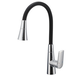 Кухонный смеситель Mixxus Premium Matis 011-T (NUT) Refl.Black (хром+силик.излив черный) (MI8266)