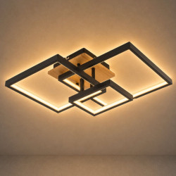 Люстра стельова Valeso DK6589-3 BK+WOOD, черна + дерево, LED 102W