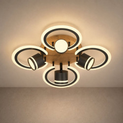 Потолочная люстра Valeso LI9926B-4+4A BK+WOOD, черный + дерево, LED