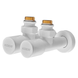 Комплект кранів для сушки для рушників кутовий Koer KR.SET.534 WHITE - M1/2'xM1/2' подовжений (KR5843)
