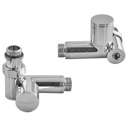 Комплект кранів для сушки для рушників кутовий Koer KR.SET.551 - M1/2'xM1/2' під ТЕН хромований (KR5841)