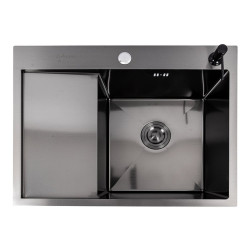 Кухонная мойка Valeso Handmade CM 65*50 R PVD черная Decor (3,0/1,0)
