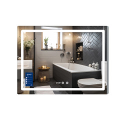Зеркало Qtap Mideya (MI2) 1000х800 с часами, с LED-подсветкой Touch, с антизапотеванием, рег. яркости QTMID100080049266
