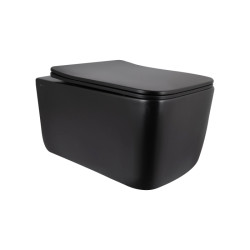 Унитаз подвесной Qtap Gemini Ultra Quiet, Matt Black, с сиденьем Slim Duroplast/Soft-close/Quick Release QTGEM28BLM50505
