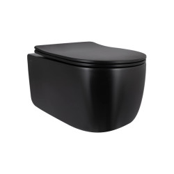 Унитаз подвесной Qtap Taurus Ultra Quiet, Matt Black, с сиденьем Slim Duroplast/Soft-close/Quick Release QTTAU28BLM50504